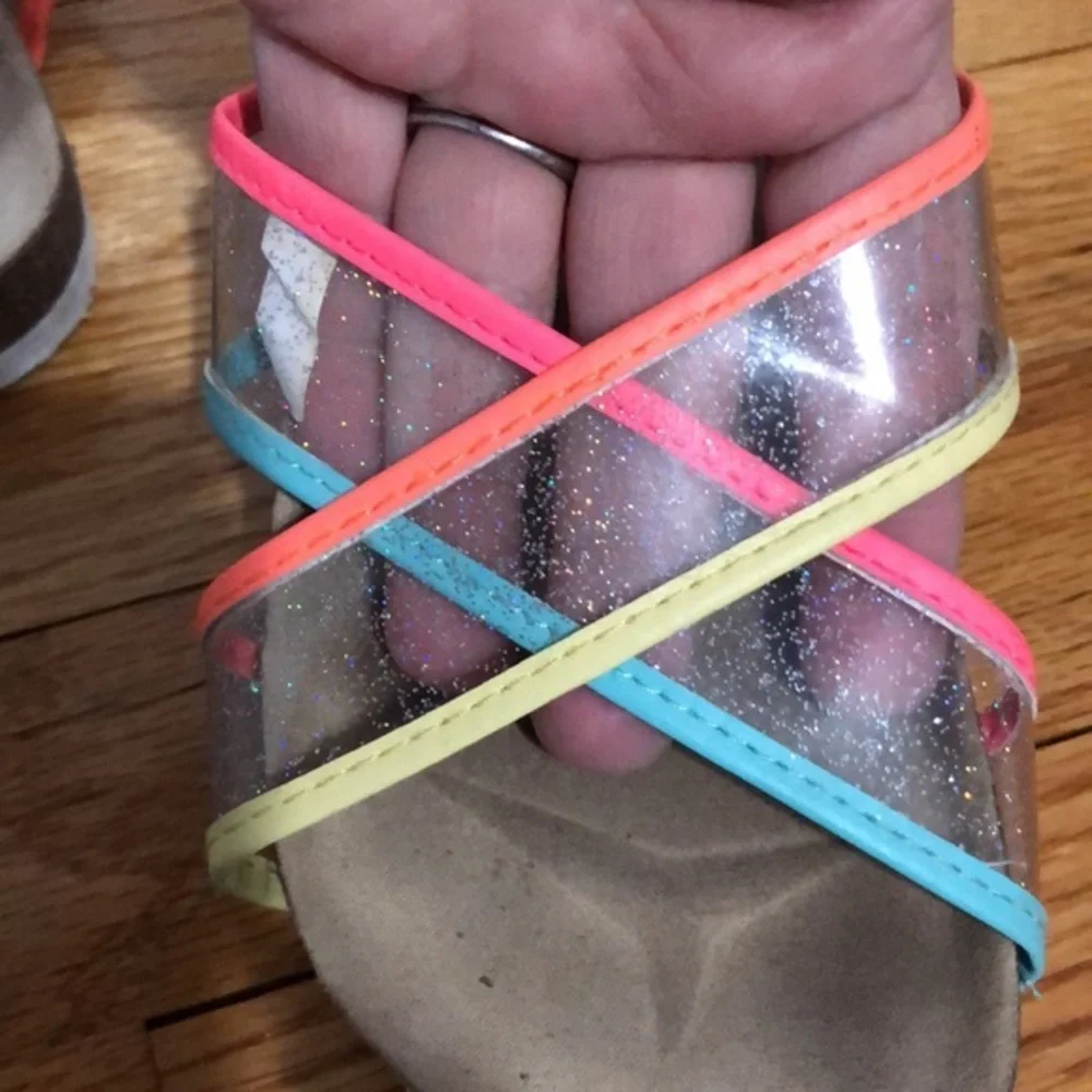 Childrens place criss cross sandals neon colors vibrant girls‎ size 12 slip on